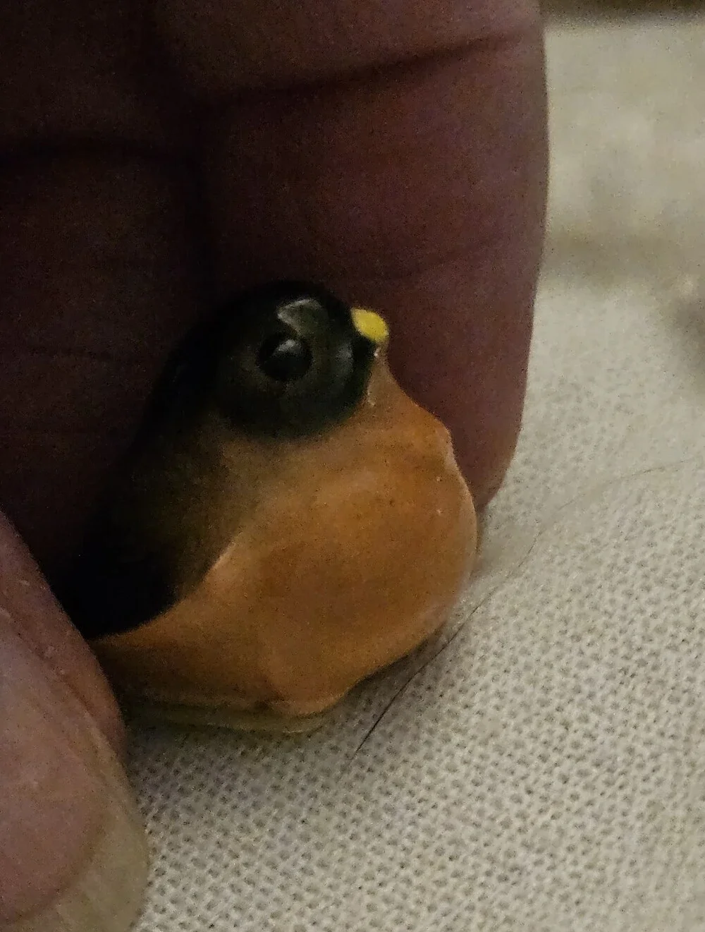 Robin Bird Figurine Hagen Renaker Orange and Black..baby Bird